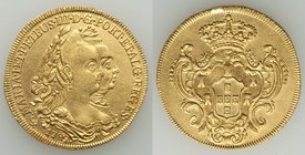 Maria I & Pedro III gold 6400 Reis 1782-R XF (mount removed), Rio de Janeiro mint, KM199.2. Evidence of mount removed at 12 o'clock. 

HID09801242017
