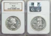 Elizabeth II Dollar 1958 MS66 NGC, Royal Canadian mint, KM55.

HID09801242017