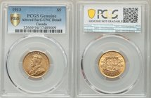 George V gold 5 Dollars 1913 UNC Details (Altered Surfaces) PCGS, Ottawa mint, KM26. AGW 0.2419 oz.

HID09801242017