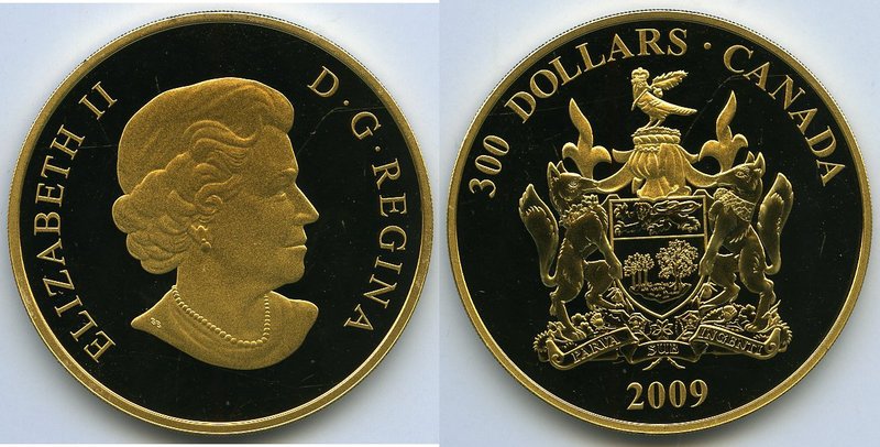 Elizabeth II gold Proof "Prince Edward Island" 300 Dollars 2009, KM-Unl. 50mm. 6...