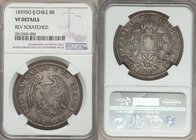Republic 8 Reales 1839 So-IJ VF Details (Reverse Scratched) NGC, Santiago mint, KM96.1. Weakness to strike of condor and on star, also scratch through...
