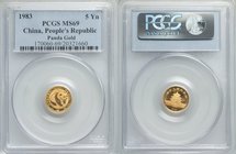 People's Republic gold Panda 5 Yuan (1/20 oz) 1983 MS69 PCGS, KM68. 

HID09801242017