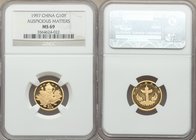 People's Republic gold "Auspicious Matters" 10 Yuan (1/10 oz) 1997 MS69 NGC, KM1060. AGW 0.999 oz. 

HID09801242017