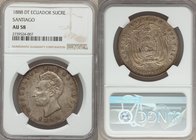 Republic Sucre 1888 SANTIAGO-DT AU58 NGC, Santiago mint, KM53.2. Nice olive-gold toning, scratch from lower lip to cheek. 

HID09801242017