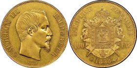 Napoleon III gold 100 Francs 1858-A AU55 NGC, Paris mint, KM786.1. AGW 0.9334 oz.

HID09801242017