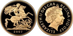 Elizabeth II gold Proof 5 Pounds 2007 PR70 Ultra Cameo NGC, KM1003. Mintage: 768. AGW 1.1775 oz.

HID09801242017