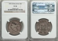 British Colony. Victoria 50 Cents 1894 VF30 NGC, KM9.1. Exhibiting a pleasant surface tone in shades of stone-gray and onyx without any major marks.

...