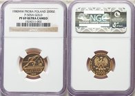 People's Republic gold Proof Proba 2000 Zlotych 1980-MS PR69 Ultra Cameo NGC, KM-Pr428. Mintage 1,500. Struck for the 1980 Winter Olympics at Lake Pla...