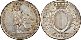 Lucerne. Canton 4 Franken 1814 MS62 NGC, KM109. Golden toning over lustrous surfaces. From the Allen Moretti Swiss Collection

HID09801242017