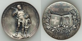 Confederation silver "Inauguration of William Tell Monument" Medal 1895 UNC, SM-904. 49.9mm. 52.03gm. By Franz Homberg. Canton Uri - City Altdorf, str...