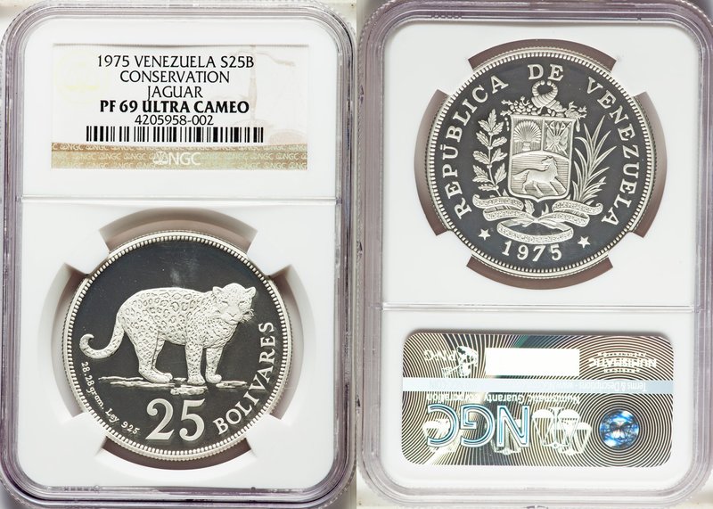 Republic Pair of Certified Proof Bolivares 1975-(l) PR69 Ultra Cameo NGC, 1) 25 ...