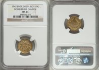 3-Piece Lot of Certified Assorted Issues NGC, 1) Costa Rica: Republic Double-Die Obverse 10 Centimos 1942 BN-CR - MS64 NGC, KM180 2) Mexico: Estados U...