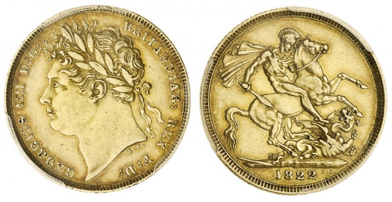 GREAT BRITAIN. George IV, 1820-30. Gold Sovereign, 1822, London. PCGS AU50. 7.99...