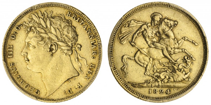 GREAT BRITAIN. George IV, 1820-30. Gold Sovereign, 1824, London. PCGS XF45. 7.99...
