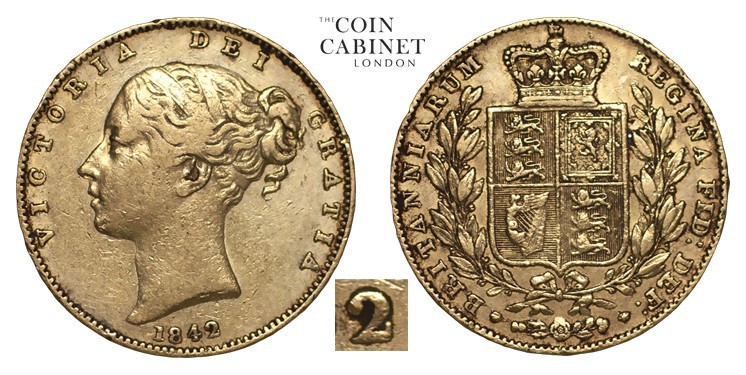 GREAT BRITAIN. Victoria, 1837-1901. Gold Sovereign, 1842, London. Fine. 7.99 g. ...