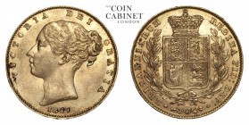 GREAT BRITAIN. Victoria, 1837-1901. Gold Sovereign, 1847, London. Good very fine.. 7.99 g. 22.05 mm. Mintage: 4,667,126. Marsh 30, S.3852. Good very f...