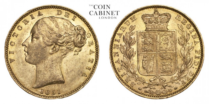 GREAT BRITAIN. Victoria, 1837-1901. Gold Sovereign, 1851, London. Extremely fine...