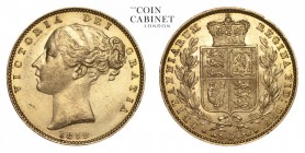 GREAT BRITAIN. Victoria, 1837-1901. Gold Sovereign, 1852, London. Extremely fine.. 7.99 g. 22.05 mm. Mintage: 8,053,435. Marsh 35; S.3852C. Extremely ...