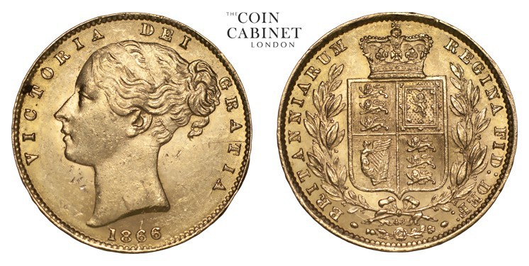 GREAT BRITAIN. Victoria, 1837-1901. Gold Sovereign, 1866, London. Extremely fine...