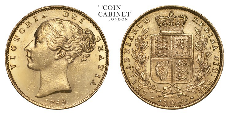 GREAT BRITAIN. Victoria, 1837-1901. Gold Sovereign, 1869, London. Extremely fine...