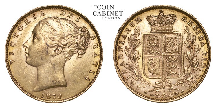 GREAT BRITAIN. Victoria, 1837-1901. Gold Sovereign, 1870, London. Extremely fine...