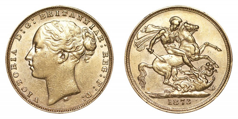 AUSTRALIA. Victoria, 1837-1901. Gold Sovereign, 1873-M, Melbourne. VF or slightl...