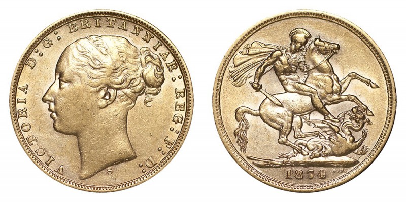 AUSTRALIA. Victoria, 1837-1901. Gold Sovereign, 1874-S, Sydney. Good very fine.....