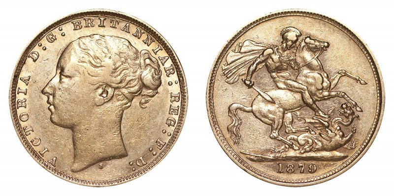 AUSTRALIA. Victoria, 1837-1901. Gold Sovereign, 1879-S, Sydney. Very fine.. 7.99...
