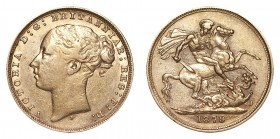 AUSTRALIA. Victoria, 1837-1901. Gold Sovereign, 1879-S, Sydney. Very fine.. 7.99 g. 22.05 mm. Mintage: 1,366,000. Marsh 116, S.3858A. A scarcer date f...