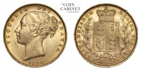 AUSTRALIA. Victoria, 1837-1901. Gold Sovereign, 1884-M, Melbourne. Mint state.. 7.99 g. 22.05 mm. Mintage: 2,942,630. Marsh 65, S.3854A. Mirror-like s...