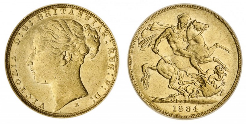 AUSTRALIA. Victoria, 1837-1901. Gold Sovereign, 1884-M, Melbourne. CGS 45. 7.99 ...