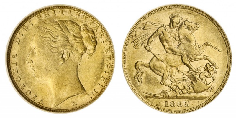 AUSTRALIA. Victoria, 1837-1901. Gold Sovereign, 1885-M, Melbourne. CGS 50. 7.99 ...