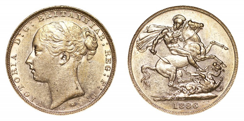 AUSTRALIA. Victoria, 1837-1901. Gold Sovereign, 1886-M, Melbourne. Bright, about...