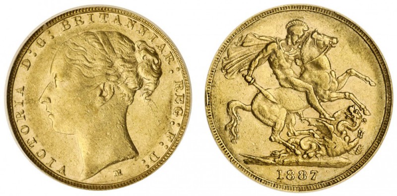 AUSTRALIA. Victoria, 1837-1901. Gold Sovereign, 1887-M, Melbourne. CGS 45. 7.99 ...
