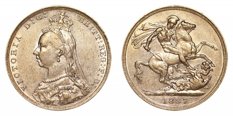 AUSTRALIA. Victoria, 1837-1901. Gold Sovereign, 1887-M, Melbourne. VF or slightl...