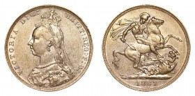 AUSTRALIA. Victoria, 1837-1901. Gold Sovereign, 1887-M, Melbourne. VF or slightly better.. 7.99 g. 22.05 mm. S-3867B. Repositioned legend and normal J...