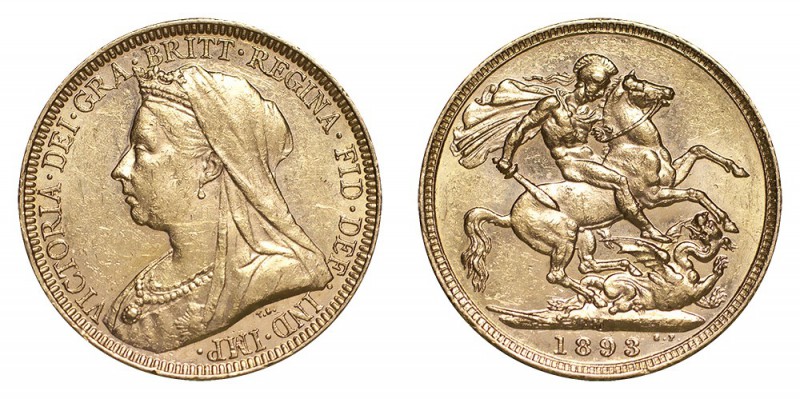 AUSTRALIA. Victoria, 1837-1901. Gold Sovereign, 1893-M, Melbourne. About extreme...