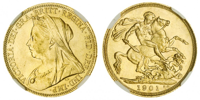 AUSTRALIA. Victoria, 1837-1901. Gold Sovereign, 1901-S, Sydney. NGC MS64. 7.99 g...