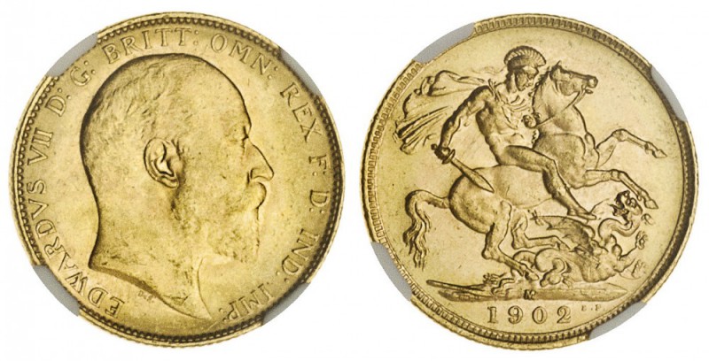 AUSTRALIA. Victoria, 1837-1901. Gold Sovereign, 1902-M, Melbourne. NGC MS63. 8.0...