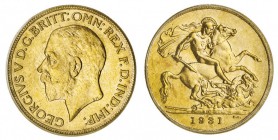 AUSTRALIA. George V, 1910-1936. Gold Sovereign, 1931-P, Perth. PCGS MS62. 8.00 g. 22.05 mm. Mintage: 1,173,568. Marsh 270, S-4002. Small head. Marsh d...