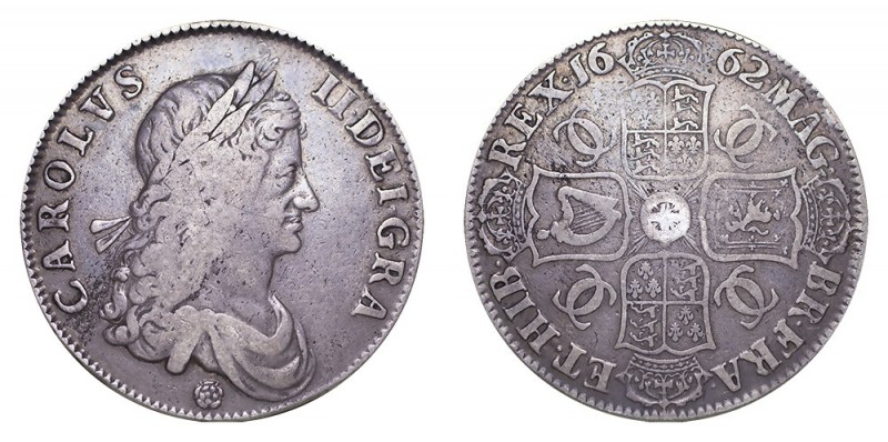Charles II, 1660-85. Crown, 1662, London. Good fine.. 29.38 g. S-3350. First bus...