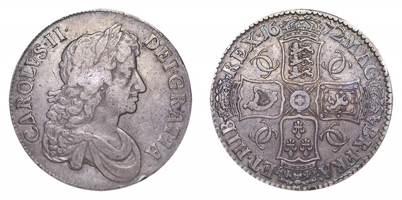 Charles II, 1660-85. Crown, 1672, London. Fine and better, reverse very fine.. 2...