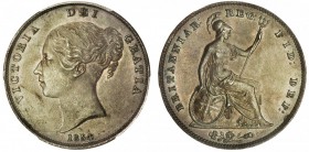 Victoria, 1837-1901. Penny, 1854, London. PCGS MS64BN. 18.80 g. 34 mm. Mintage: 6,559,000. S-3948. Plain trident. In a protective plastic holder and g...