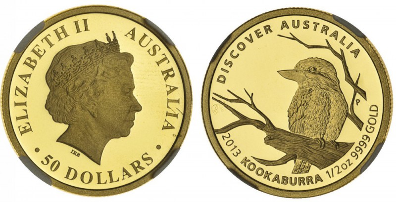 AUSTRALIA. Elizabeth II, 1953-. Gold Proof 50 Dollars, 2013-P, Perth. NGC PF70 U...