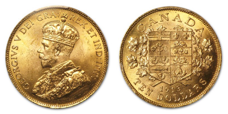 CANADA. George V, 1910-36. Gold $10 Dollars, 1914, Ottawa. PCGS MS64. 16.72 g. 2...
