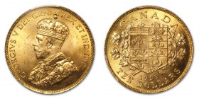 CANADA. George V, 1910-36. Gold $10 Dollars, 1914, Ottawa. PCGS MS64. 16.72 g. 26.92 mm. Mintage: 140,068. KM# 27. Bank of Canada hoard. The image is ...