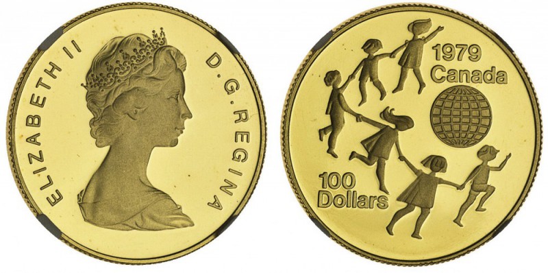 CANADA. Elizabeth II, 1953-. Gold Proof 100 Dollars, 1979. NGC PF69 UCAM. 16.97 ...