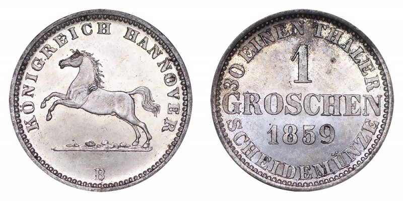 GERMANY: HANNOVER. Georg V, 1851-66. 1 Groschen, 1859-B, Hannover. Choice uncirc...