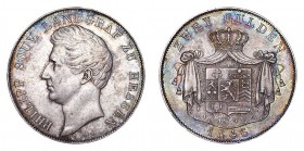 GERMANY: HESSE-HOMBURG. Philipp August Friedrich, 1839-46. 2 Gulden, 1846, Darmstadt. Extremely fine.. 21.21 g. 36 mm. Mintage: 10,500. J.8, KM# 18. S...