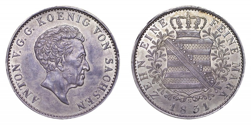 GERMANY: SAXONY. Anton, 1827-36. Thaler, 1831-S, Dresden. About uncirculated.. 2...